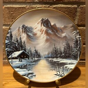Franklin Mint Winter Mountain Scene Plate - Peaceful Solitude
